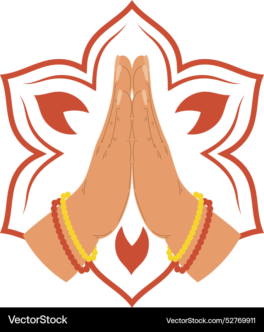 Namaste Indian Text and Hands Cupped in Invitation Way. Stock Vector -  Illustration of sign, meditation: 150454597, image size:858x1080