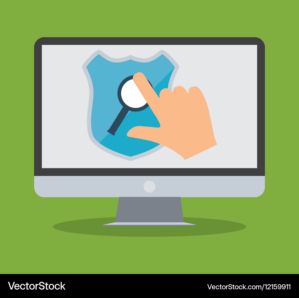Internet security computer hand touch search Vector Image