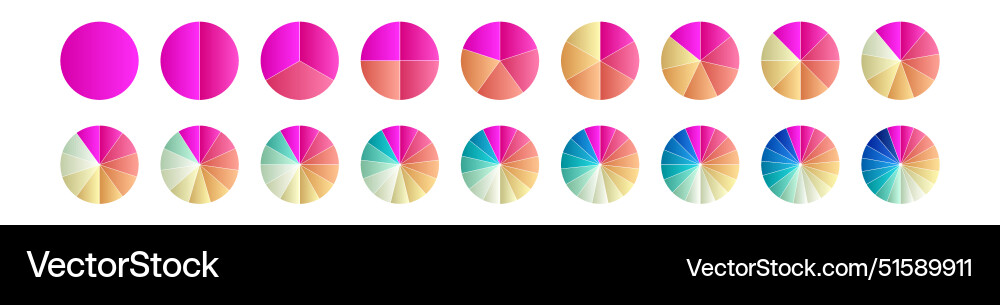 Pie chart with different segments in a circular vector image