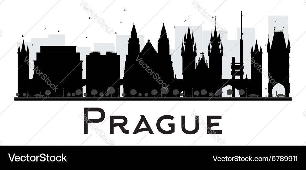 Prague City Silhouette Vector Image
