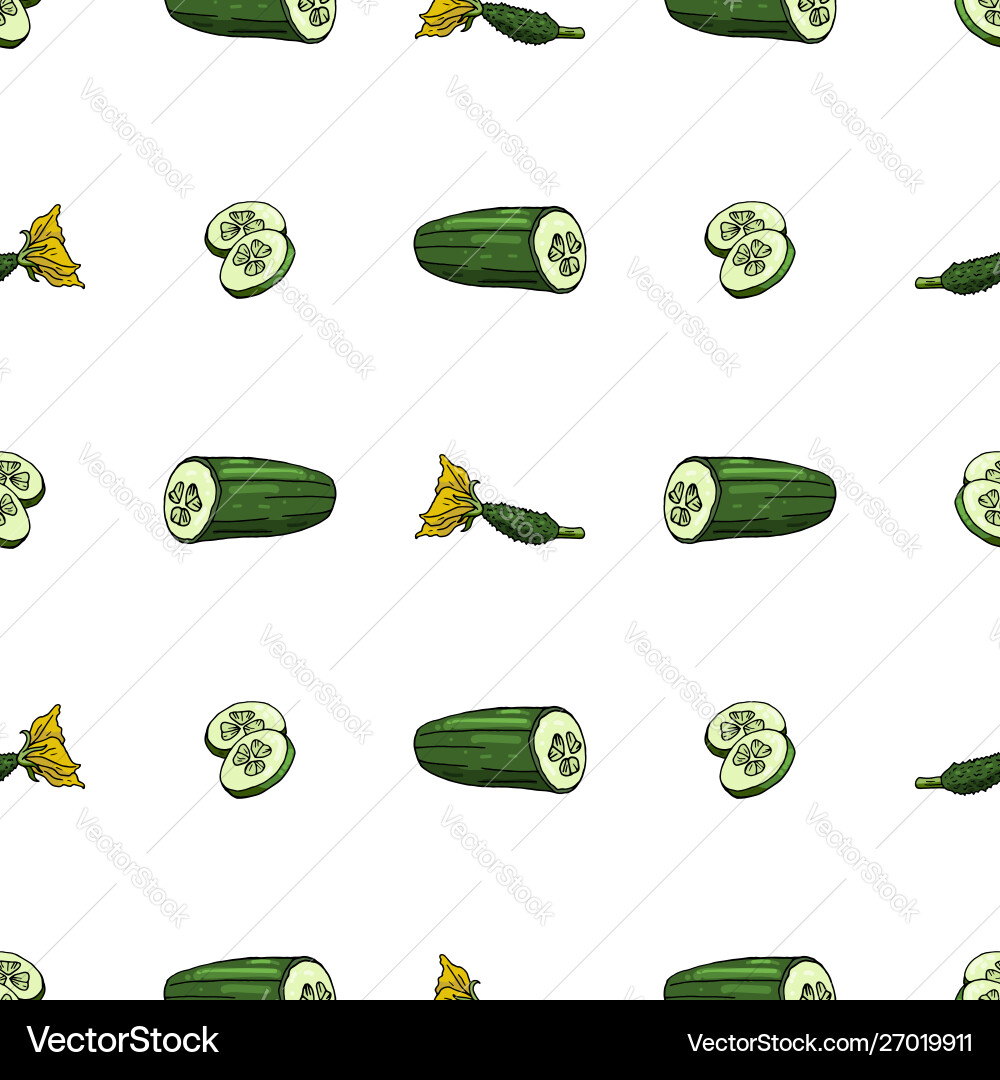 Seamless pattern with cucumbers Seamless pattern with cucumbers vector image