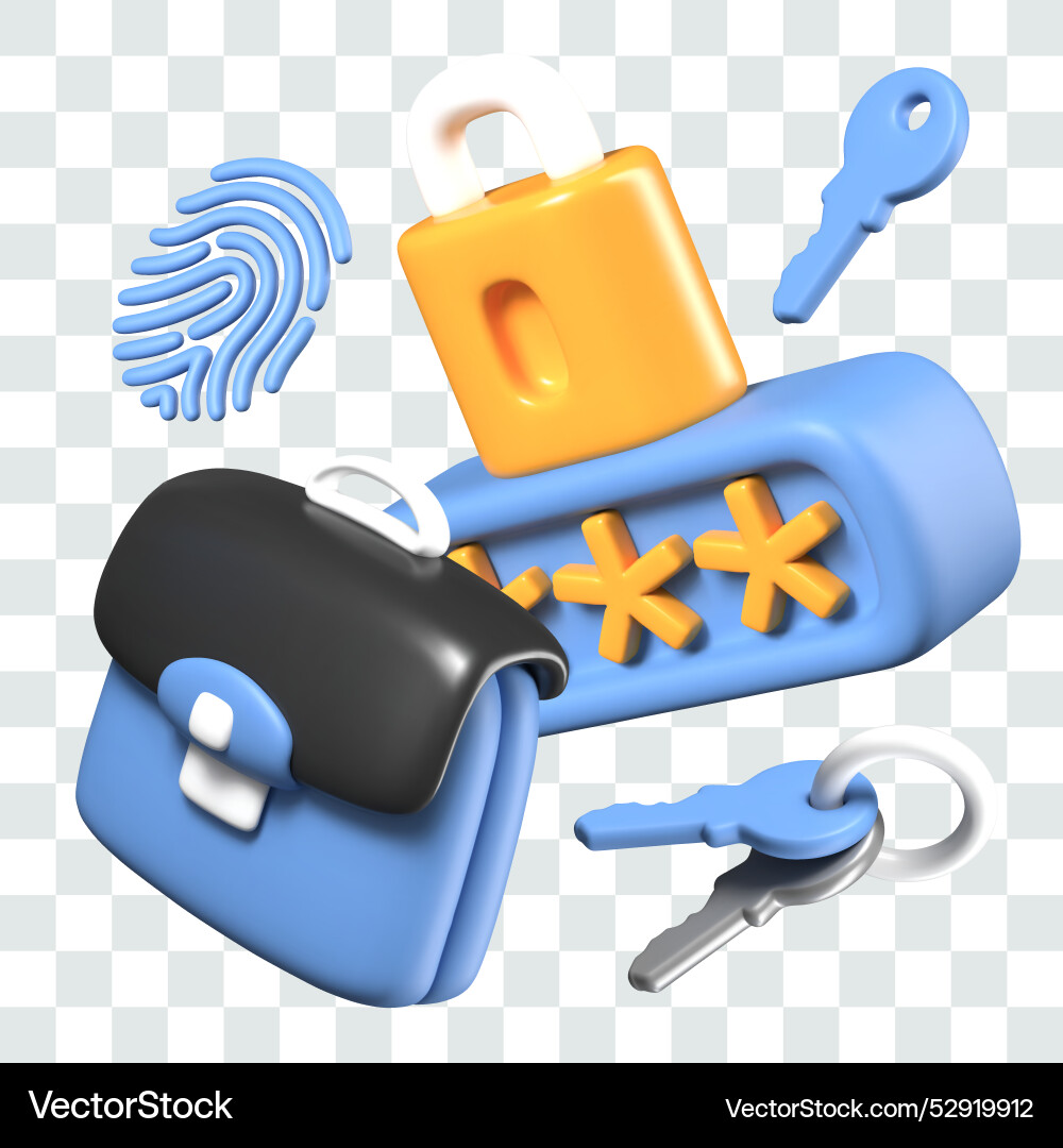 3d elements for cyber security concepts briefcase 3d elements for cyber security concepts briefcase vector image