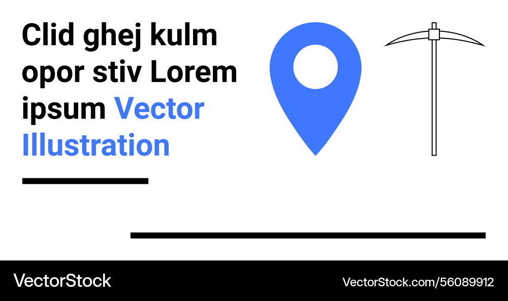 Blue location pin with mining pickaxe Blue location pin with mining pickaxe vector image