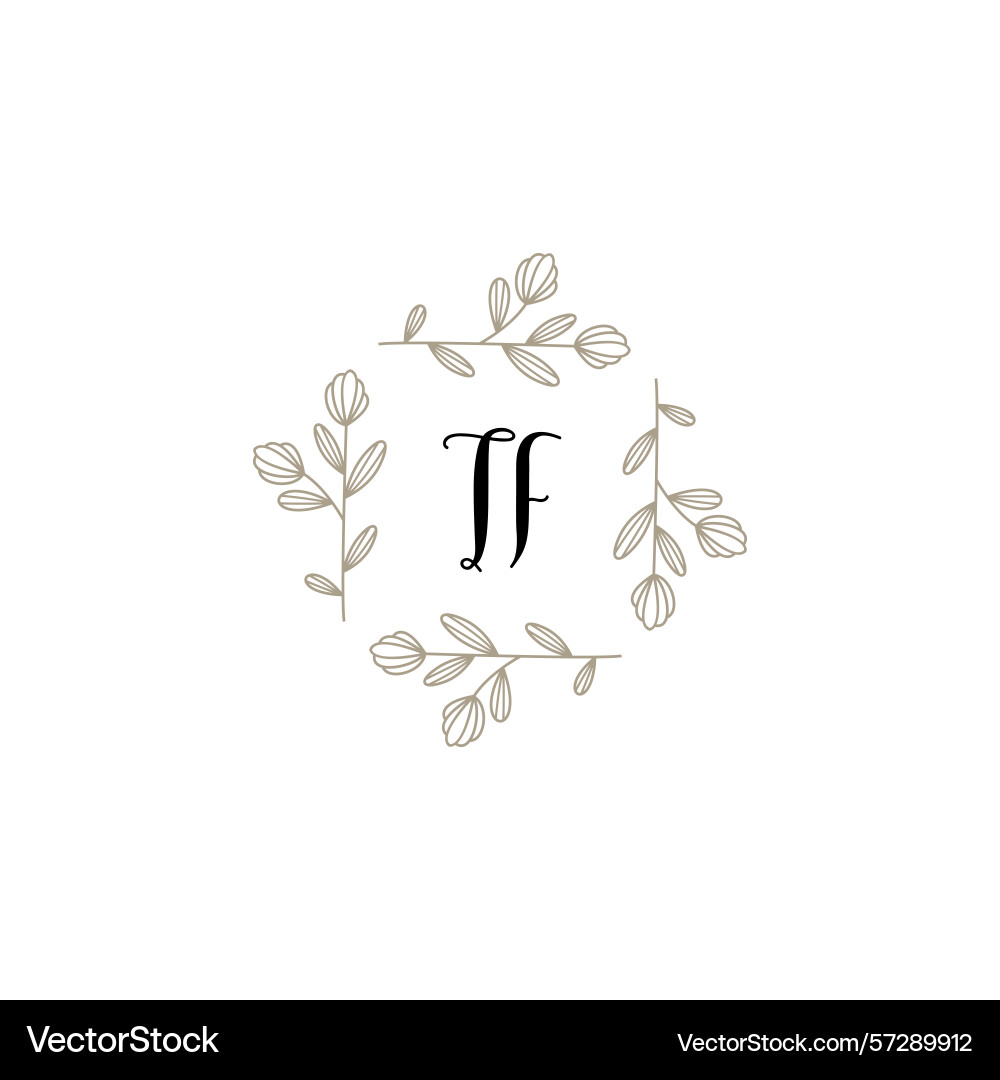 Botanical monogram logos with initial tf Botanical monogram logos with initial tf Vector Image