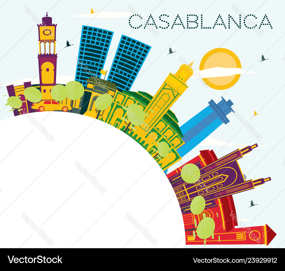 Casablanca morocco city skyline with color Casablanca morocco city skyline with color vector image