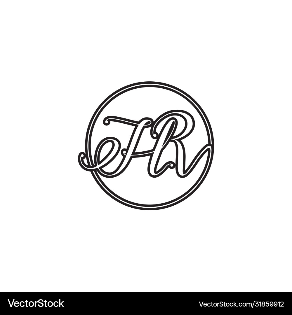 Circle line h r letter script design vector image