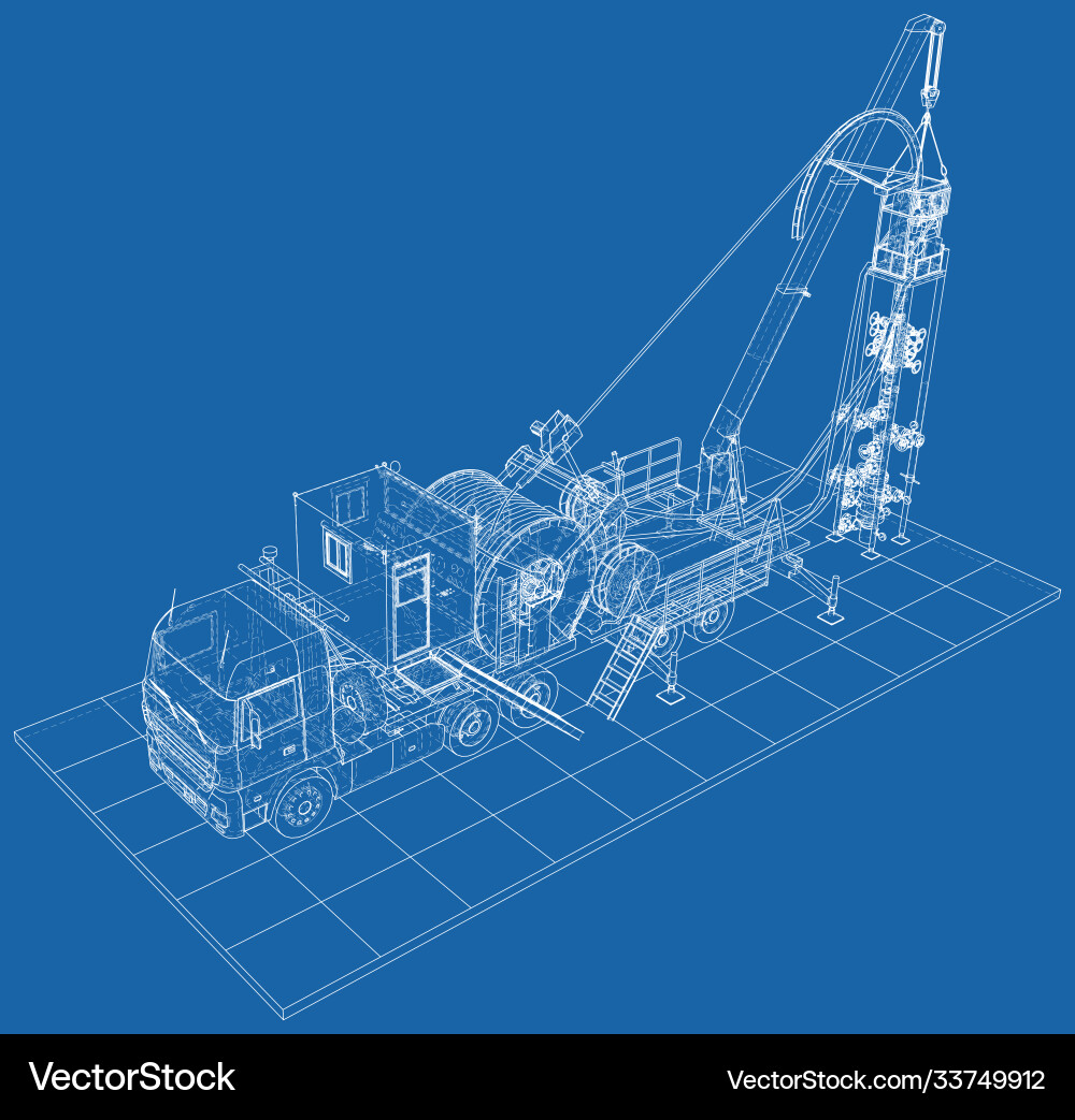 Coiled tubing unit machine the layers visible Coiled tubing unit machine the layers visible vector image