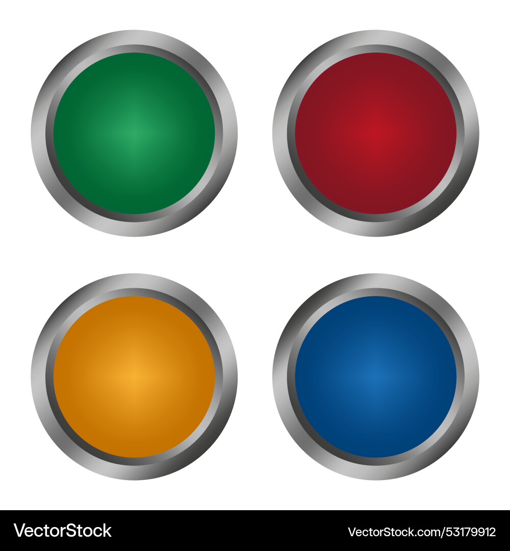 Colored metallic buttons round icons shiny glossy vector image