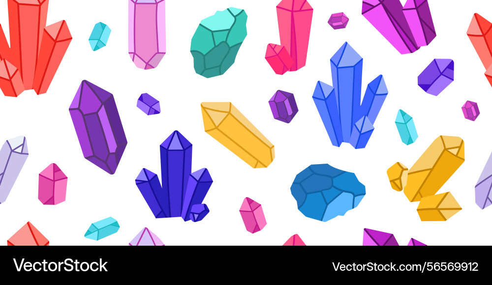 Crystals and gems seamless pattern in flat style Vector Image