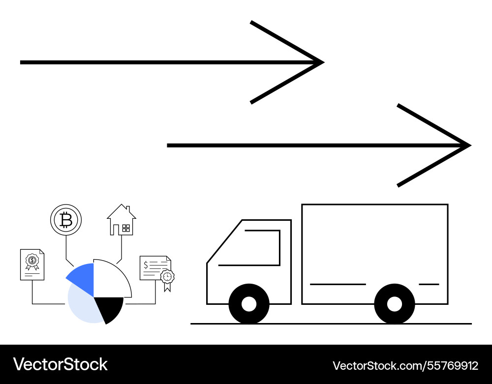 Logistics flow with arrow movement and data Logistics flow with arrow movement and data vector image