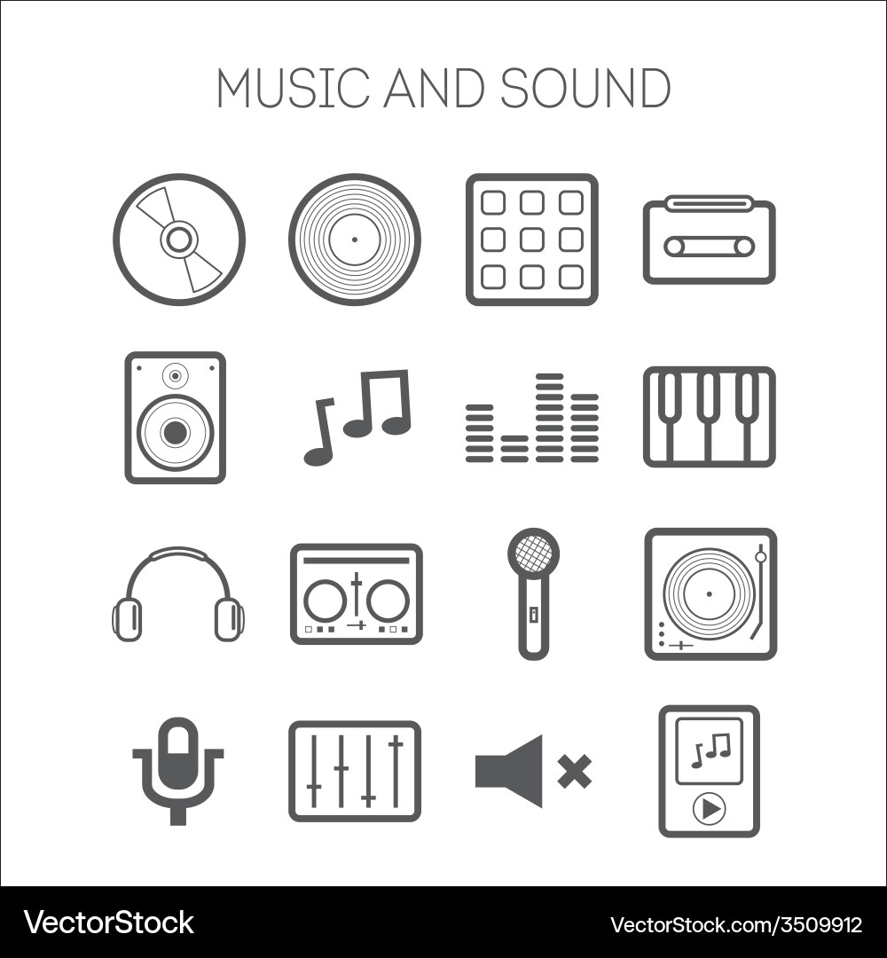 Set of simple icons with musical objects vector image