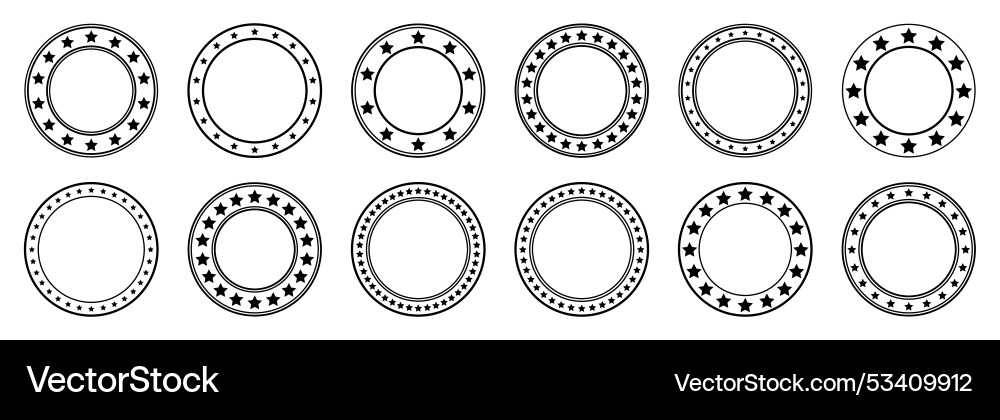 Stars of various sizes arranged in a circle round Stars of various sizes arranged in a circle round vector image