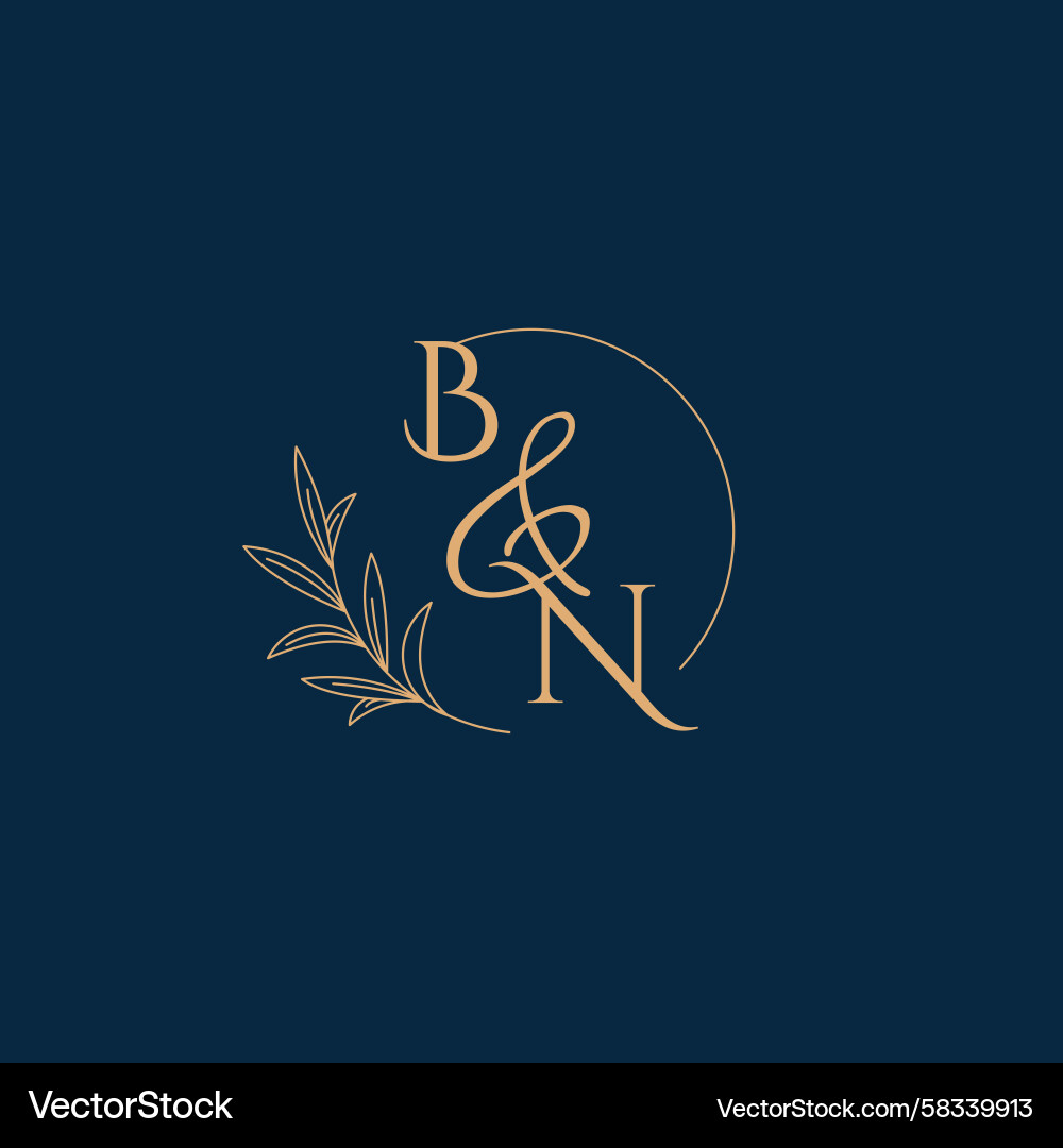 BN Wedding Monogram Logo - Elegant Initial Vector Image