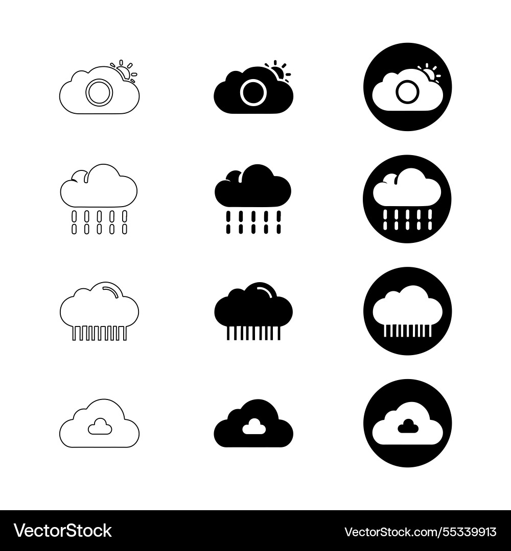 Cloud icons in various styles and formats Vector Image