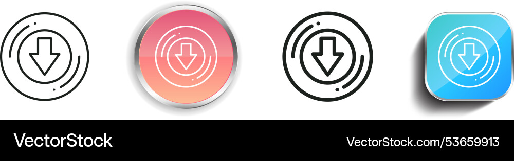 Down arrow icon thin linear regular and button Down arrow icon thin linear regular and button Vector Image