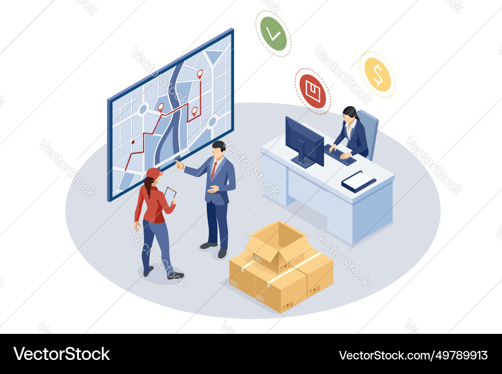 Isometric logistics and delivery free express vector image