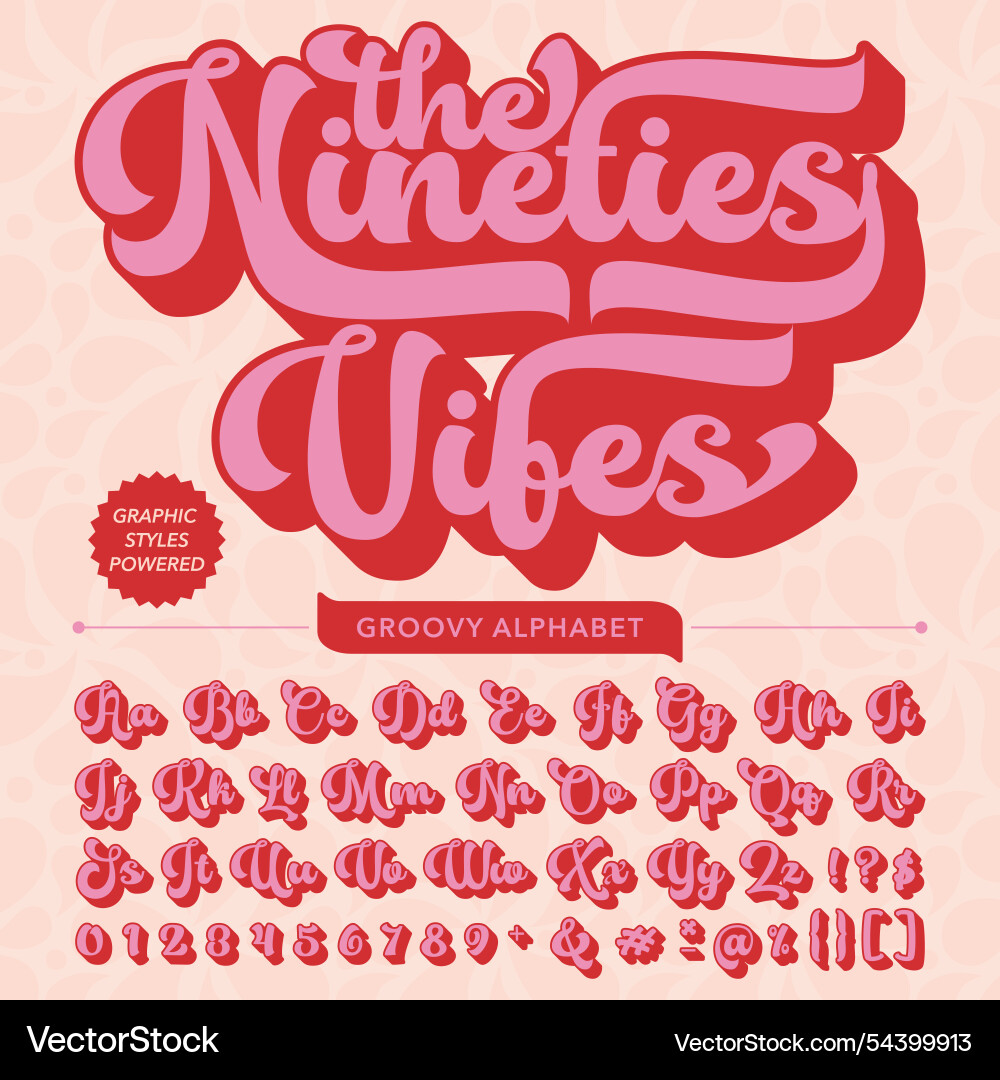 Nineties vibes retro groovy vintage display font vector image