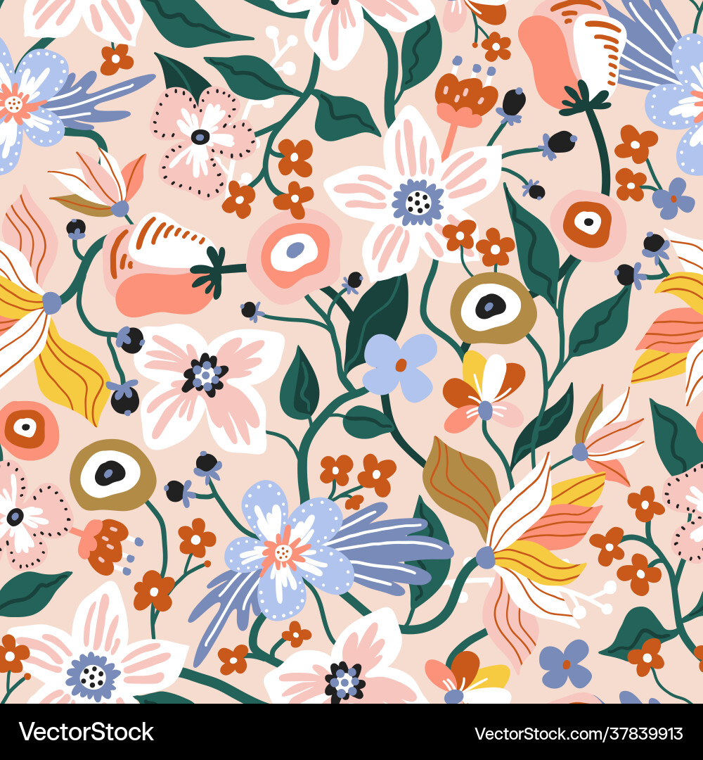 Seamless pattern with flowers creative spring Seamless pattern with flowers creative spring vector image