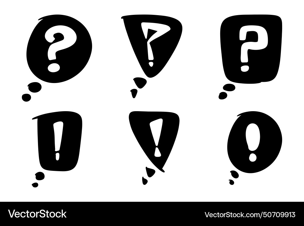Set black speech bubble with white question mark Vector Image