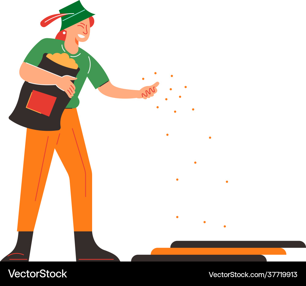Worker seeding field composition Worker seeding field composition vector image