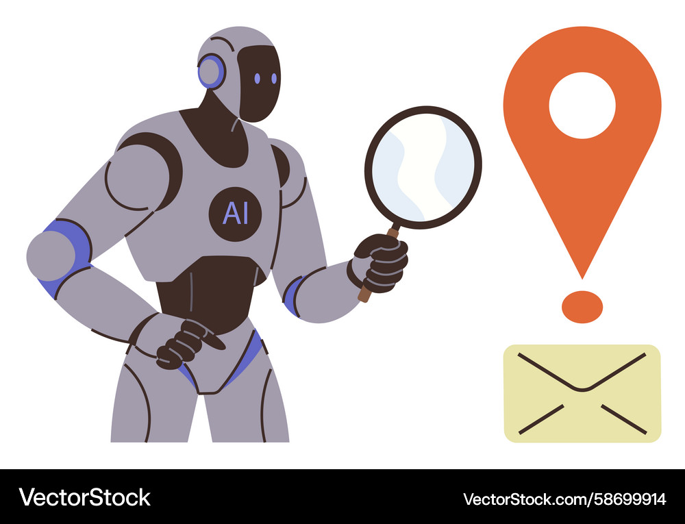 AI Robot Data Analysis Vector Image