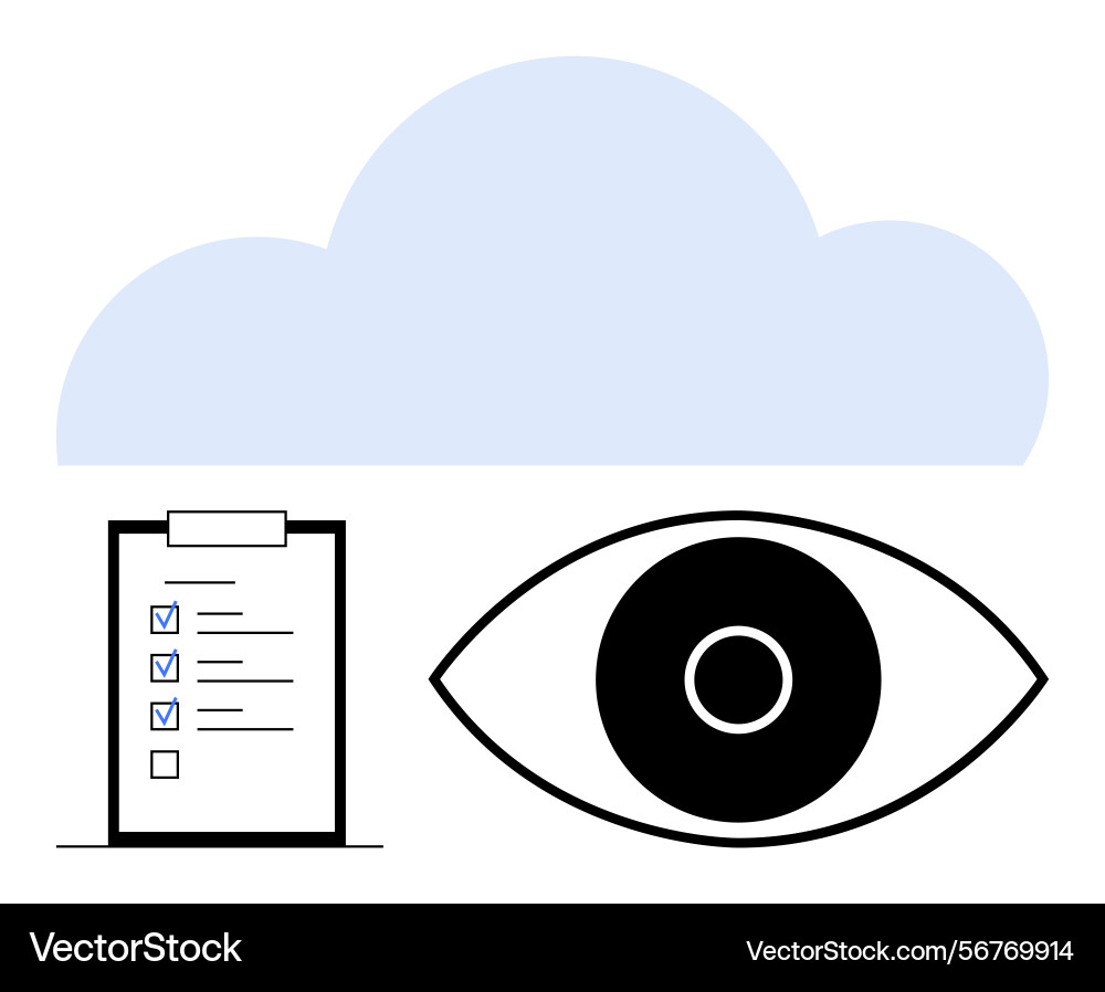 Cloud storage monitoring with task checklist Cloud storage monitoring with task checklist vector image