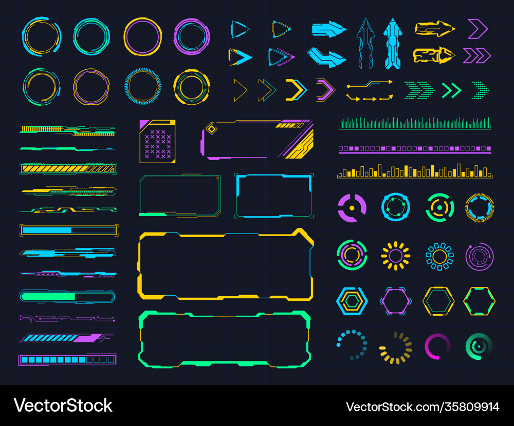 Digital HUD Interface Elements Vector Image