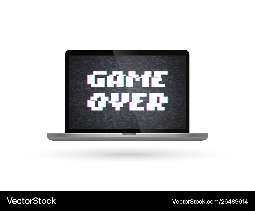 Isolated laptop with game over text Vector Image