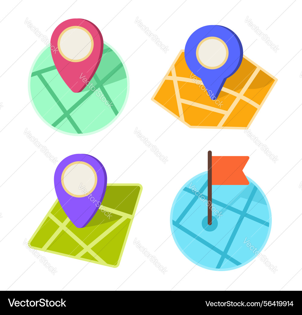 Location mark symbol badges set for design element Vector Image