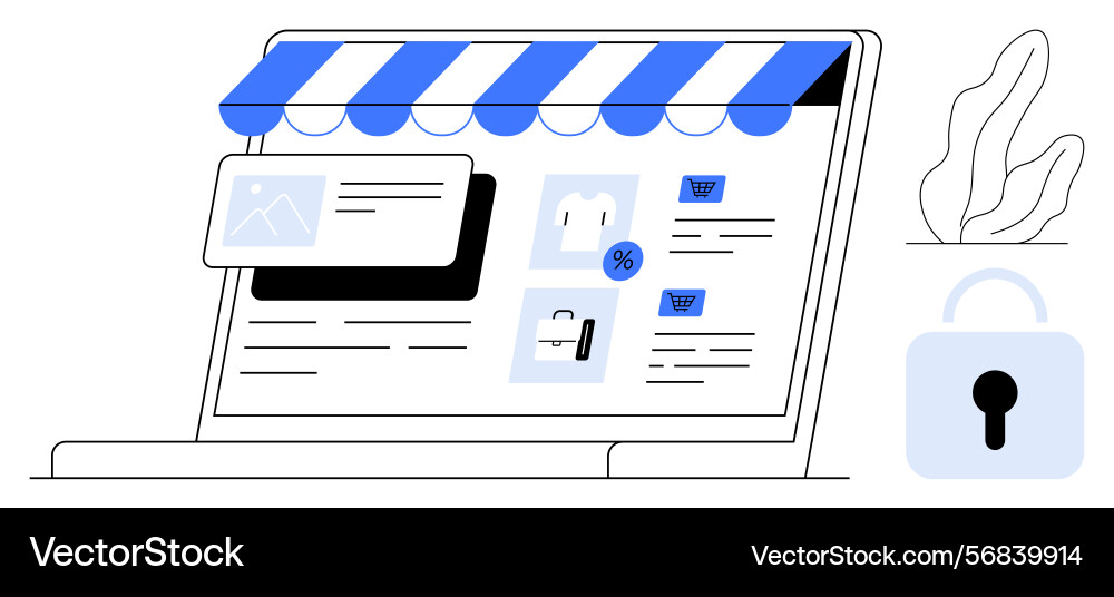 Online store interface with secure checkout Online store interface with secure checkout Vector Image