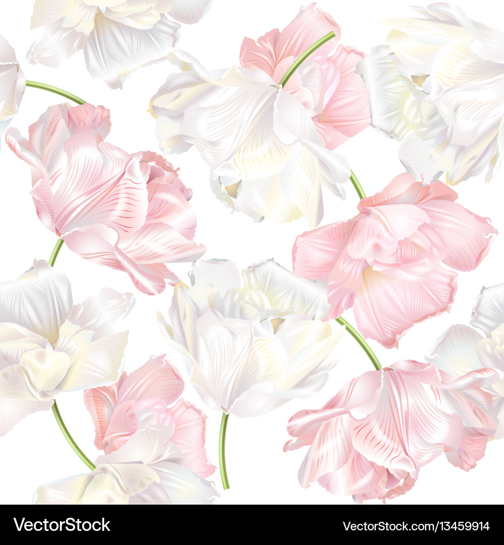 Pink Tulip Seamless Pattern Vector Image