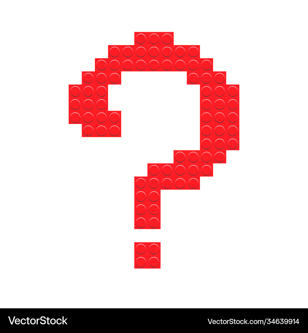 Red question mark made from brick blocks vector image