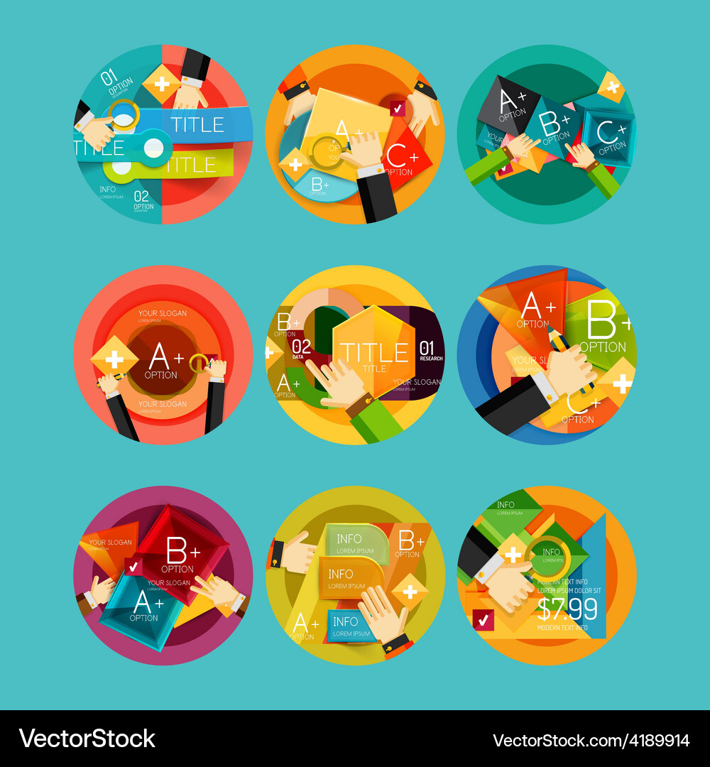 Set of option presentation labels flat design web Vector Image