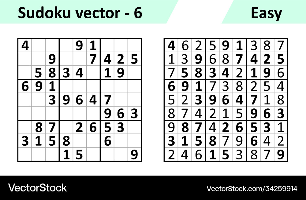 Sudoku Spiel mit Antworten einfaches Design-Set vektorbild