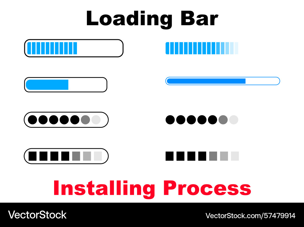 Various loading bar icons representing progress vector image