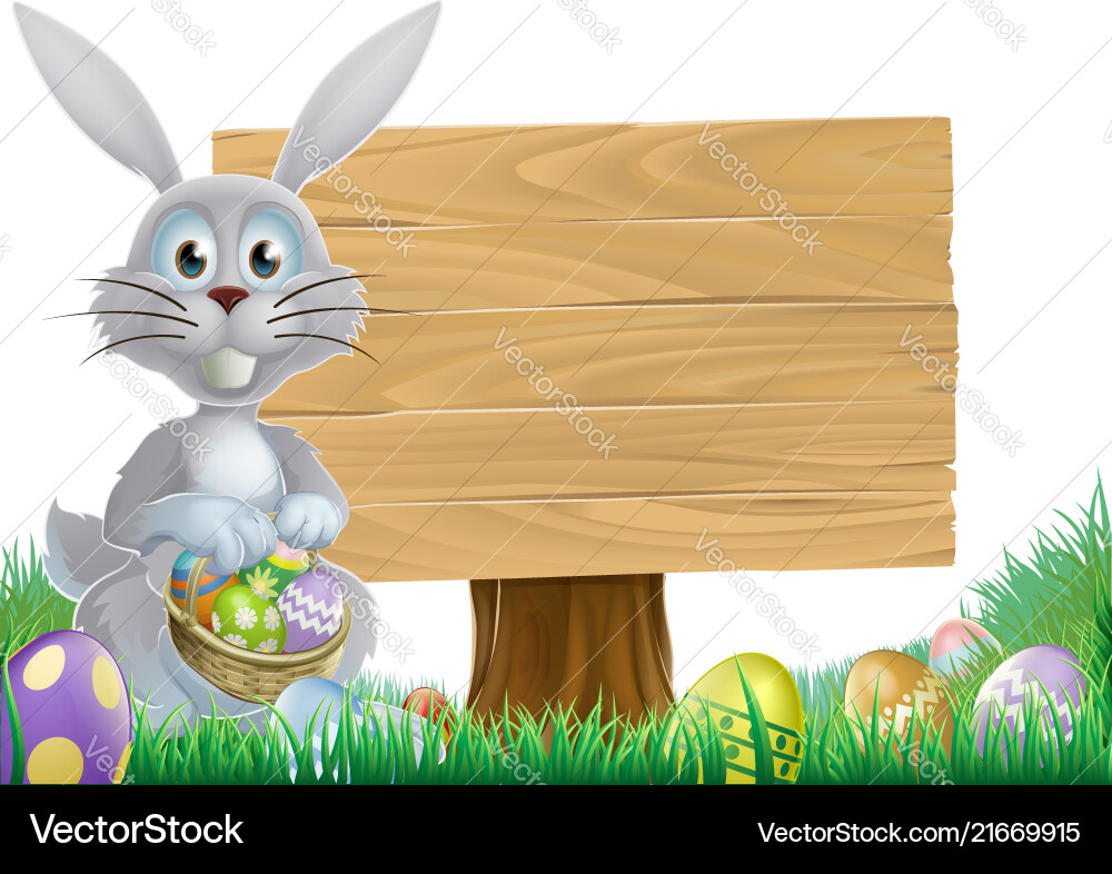 Bunny and easter message sign Bunny and easter message sign vector image