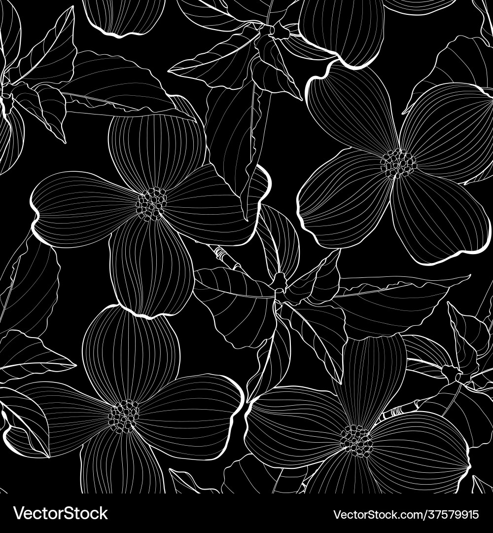 Dogwood Zweig mit Blumen nahtloses Muster Dogwood Zweig mit Blumen nahtloses Muster vektorbild