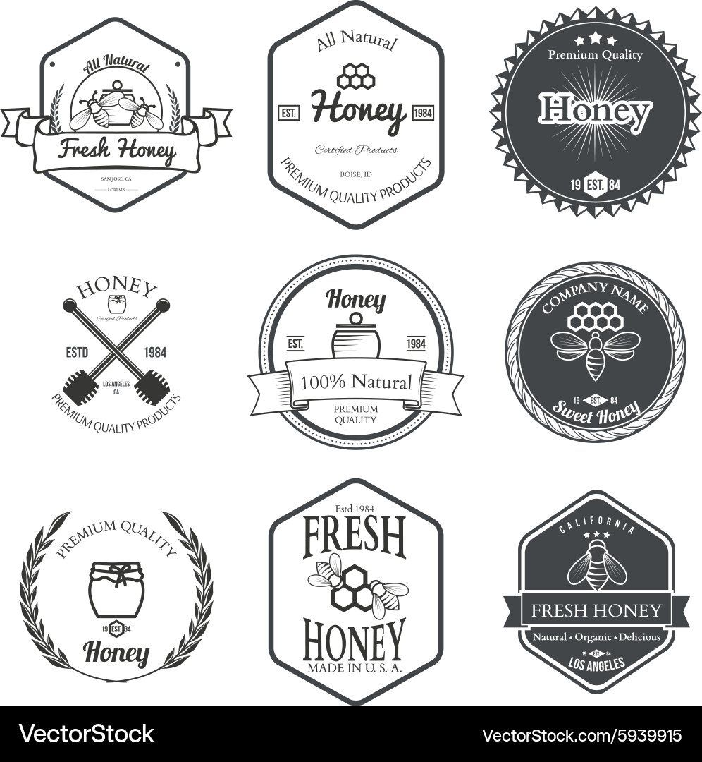 Honey Label Collection Vector Image