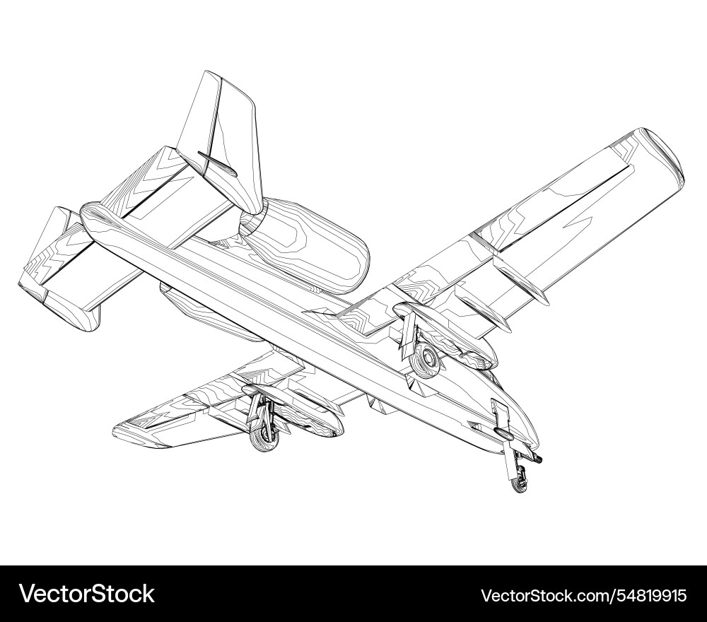 Outline combat aircraft in isolate on a white Vector Image