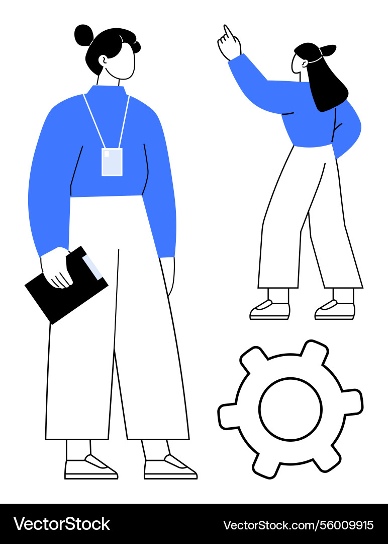 Teamwork and problem-solving concept with two Teamwork and problem-solving concept with two vector image