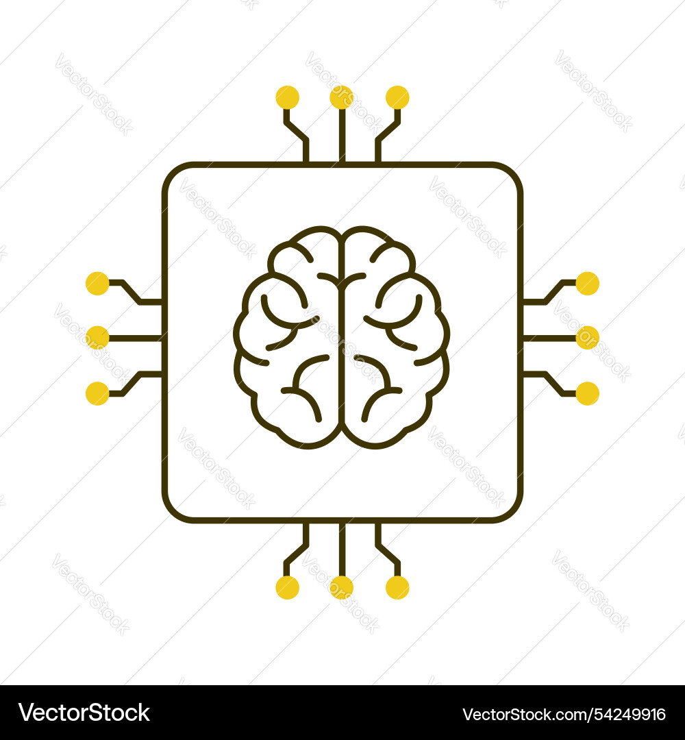 Ai brain simulation and neural network icon Vector Image