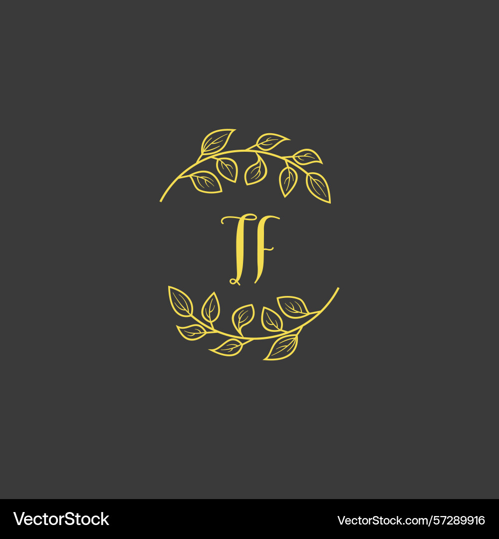 Botanical monogram logos with initial tf vector image