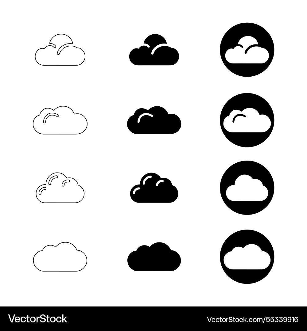 Cloud icons in various styles and formats Cloud icons in various styles and formats vector image