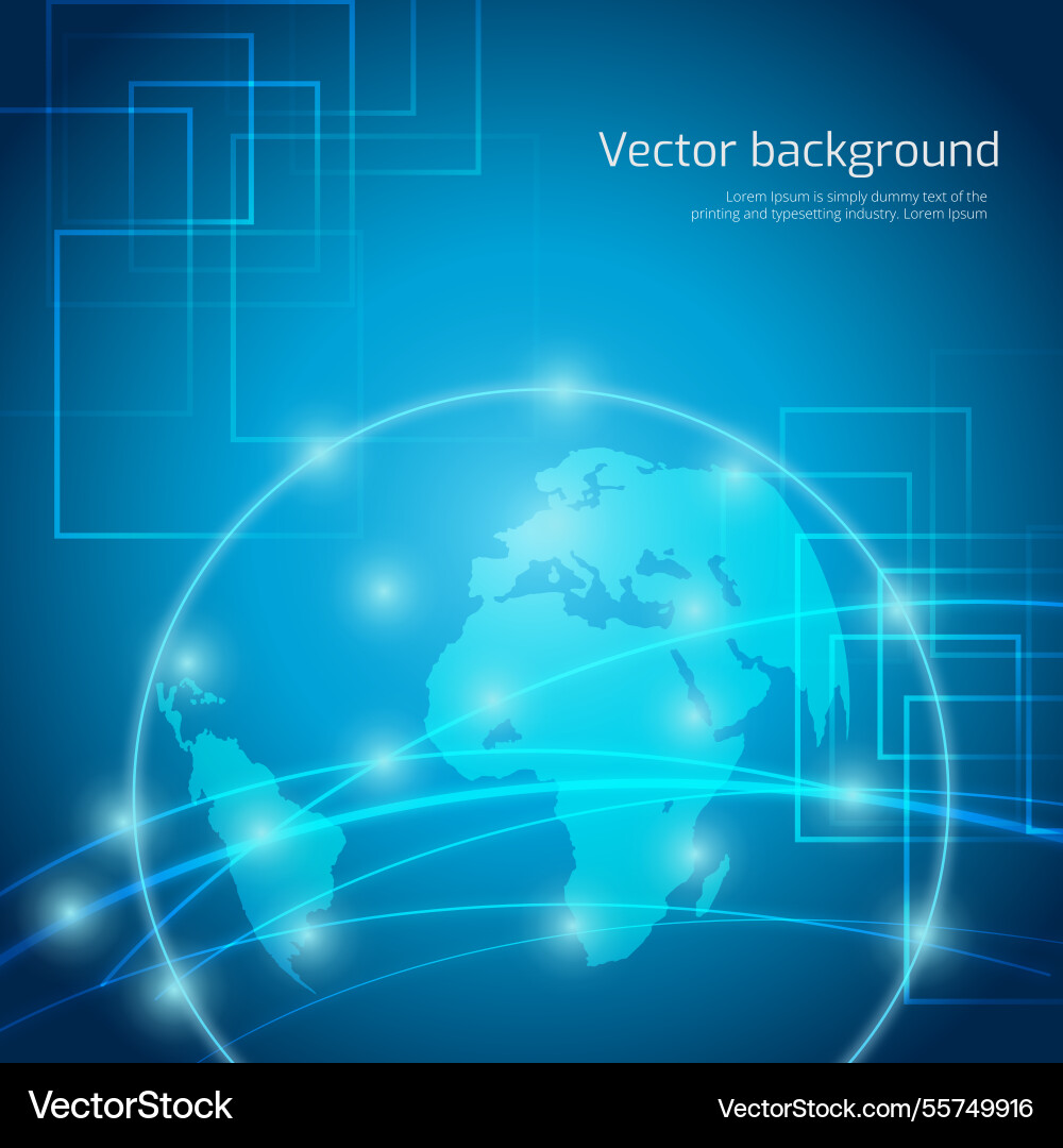 Digital background with world map and shiny dots Vector Image