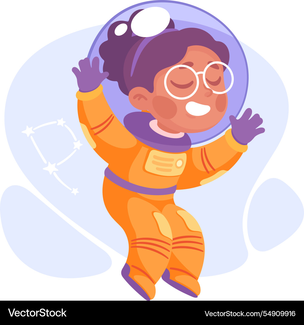 Girl astronaut character in outer space exploring Girl astronaut character in outer space exploring Vector Image