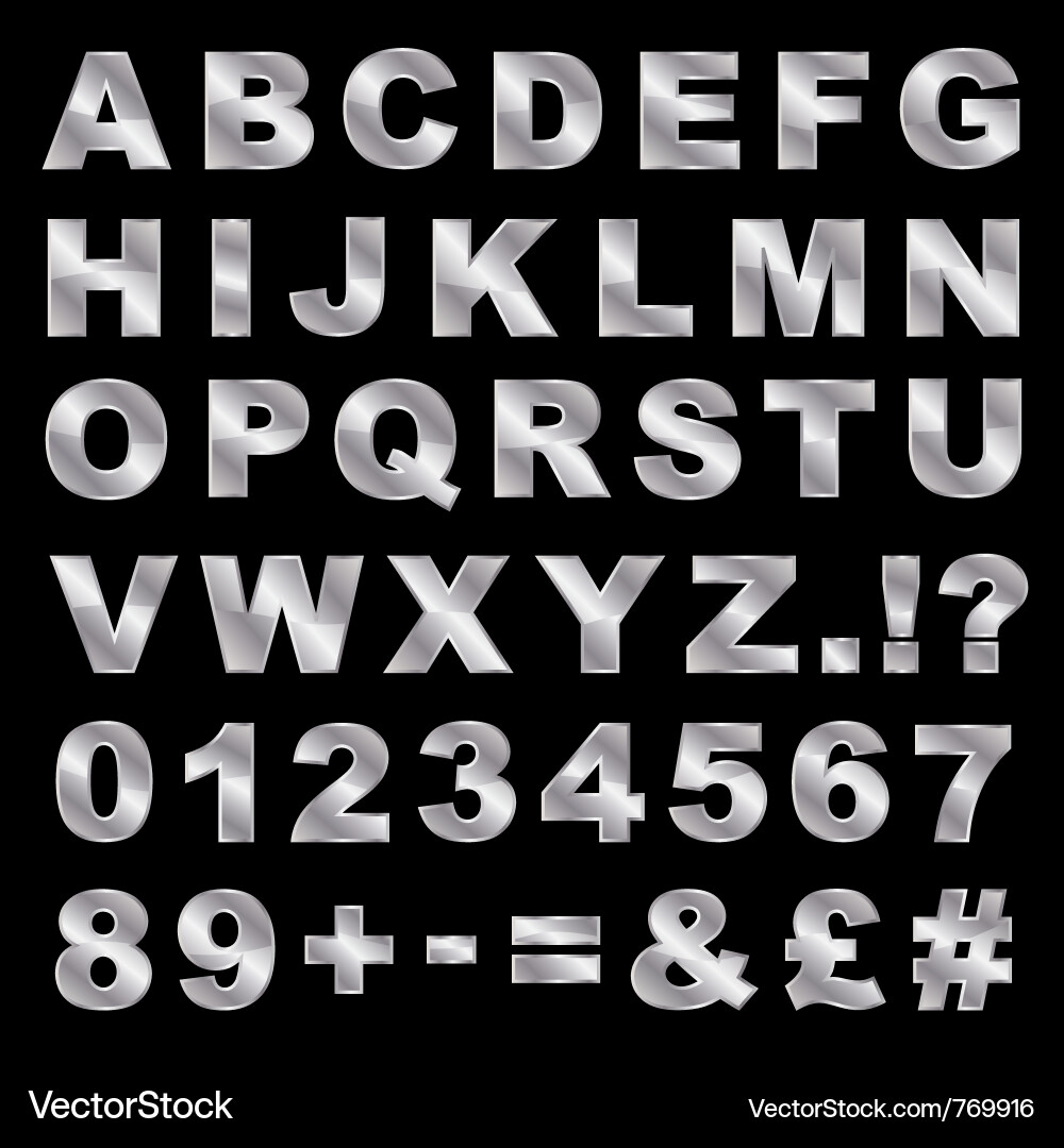 Metallic Lettering Collection Vector Image