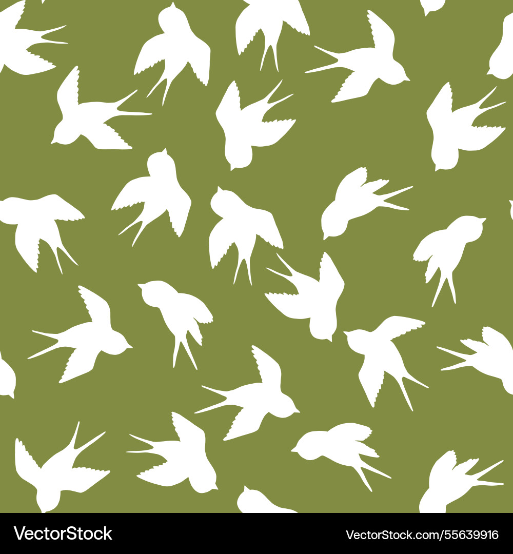 Seamless pattern with swallow silhouette on color Seamless pattern with swallow silhouette on color vector image