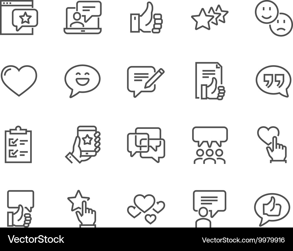 Testimonial Line Icons vector image