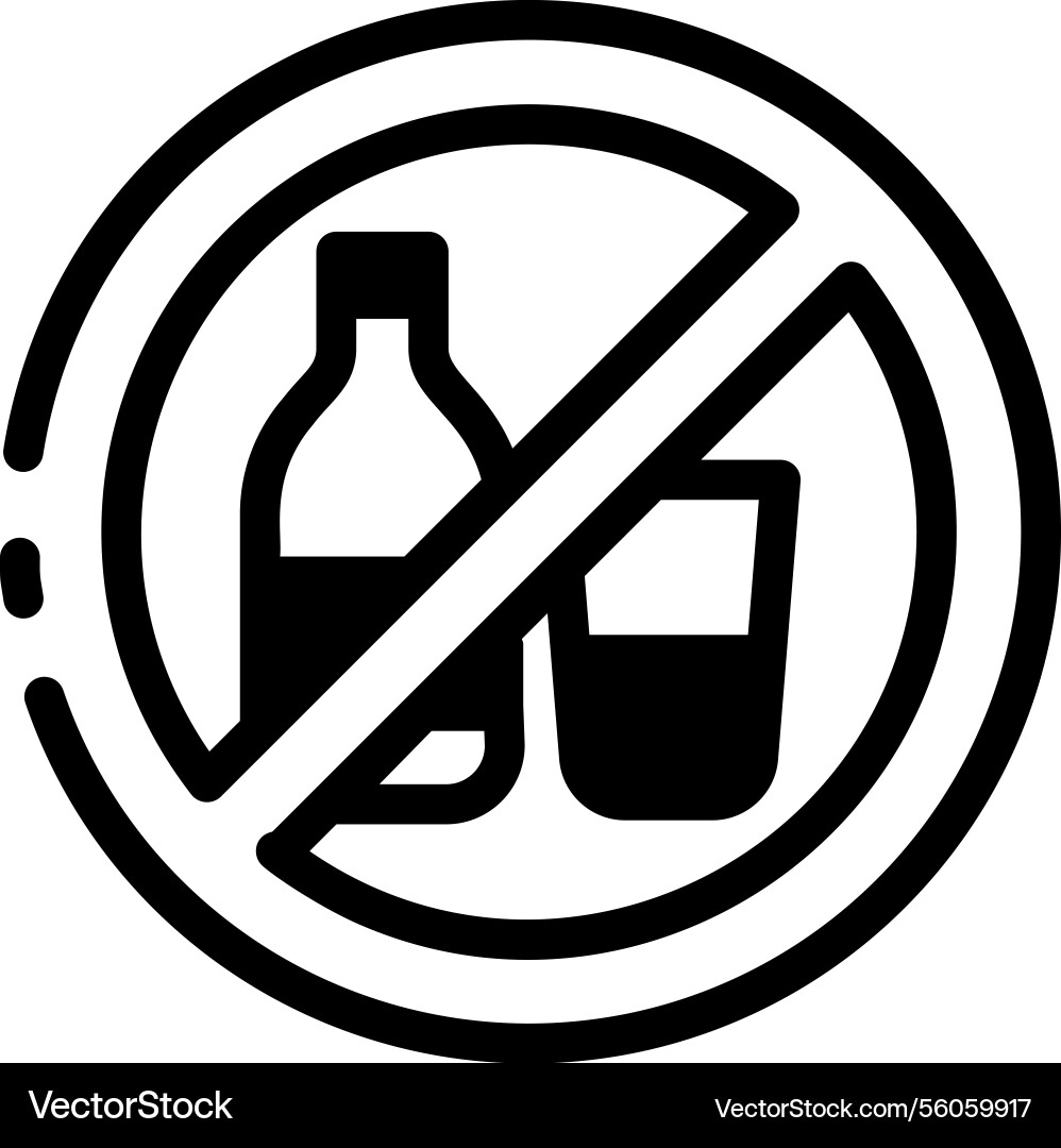A linear style icon showing no drink is allowed Vector Image