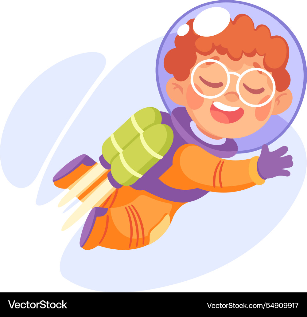 Boy astronaut character in outer space exploring vector image